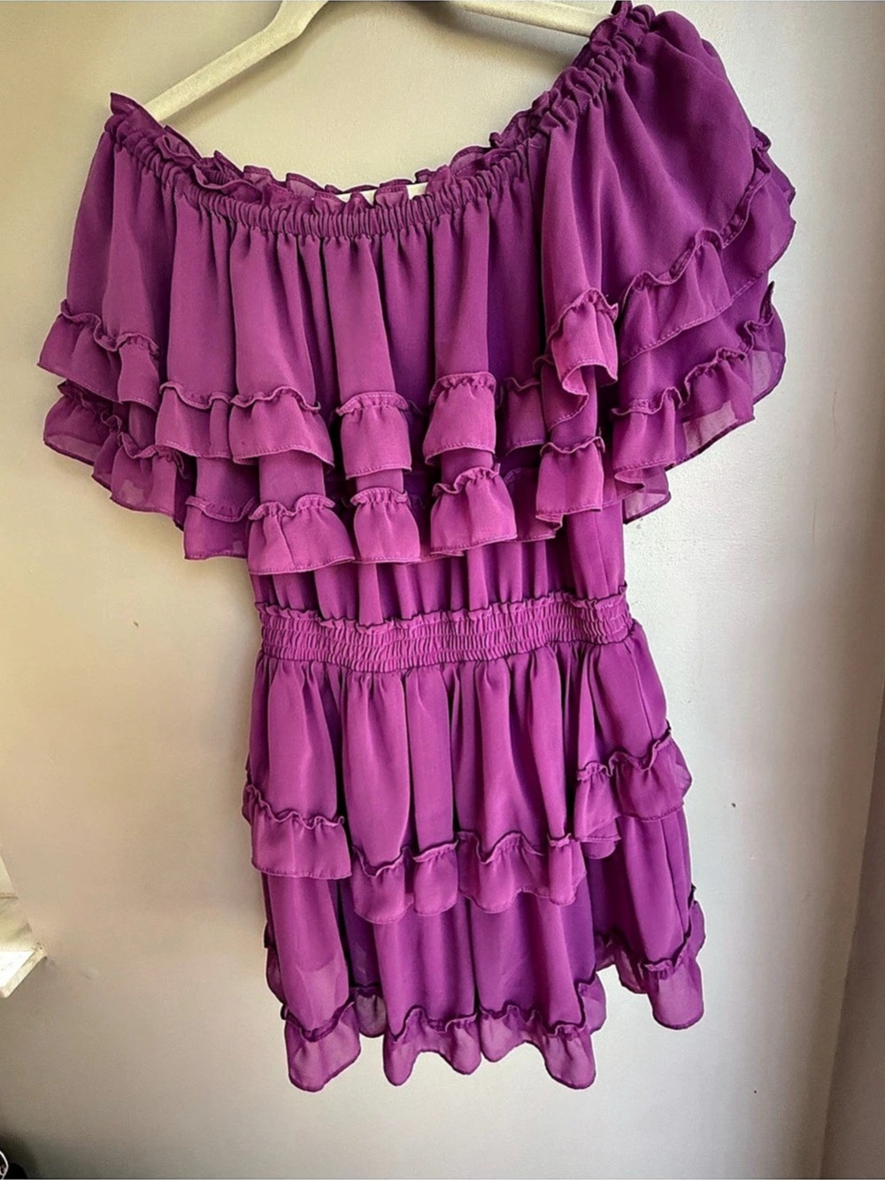 Misa Los Angeles Purple Ruffle Mini Dress Like New